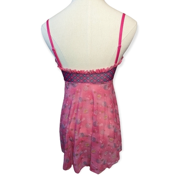 Y2K Victoria's Secret Cupcake Print Mesh Slip‎ Dress Lingerie Babydoll - Picture 3 of 12
